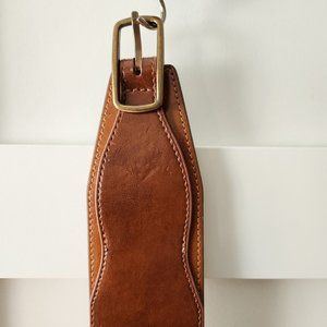 Brown leather and elastic belt
